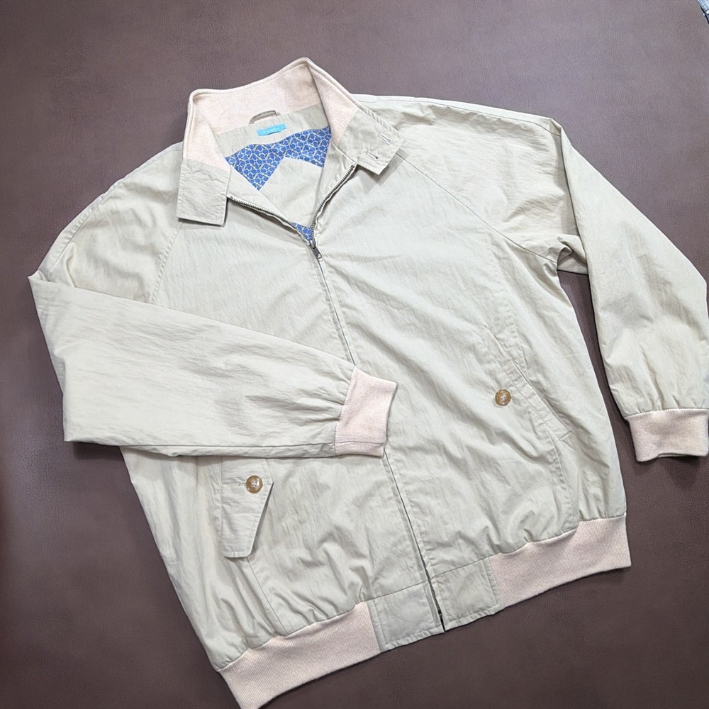 J. McLaughlin Harrington Jacket Women's L Khaki Beige Chore SILK LINED Full Zip